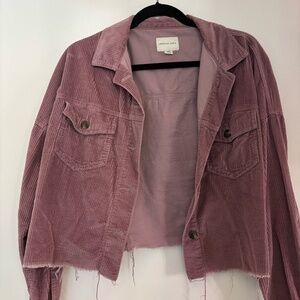 American Eagle Pink Corduroy Cropped Jacket